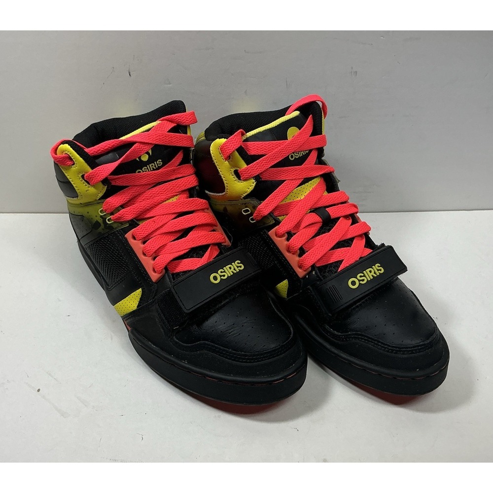 Osiris Tranzor Bronx Skate Shoes Mens Sz 10 Black Yellow Orange High Top Sneaker